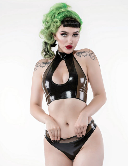 Back to Basics Latex Teardrop Top (Smokey/Black)