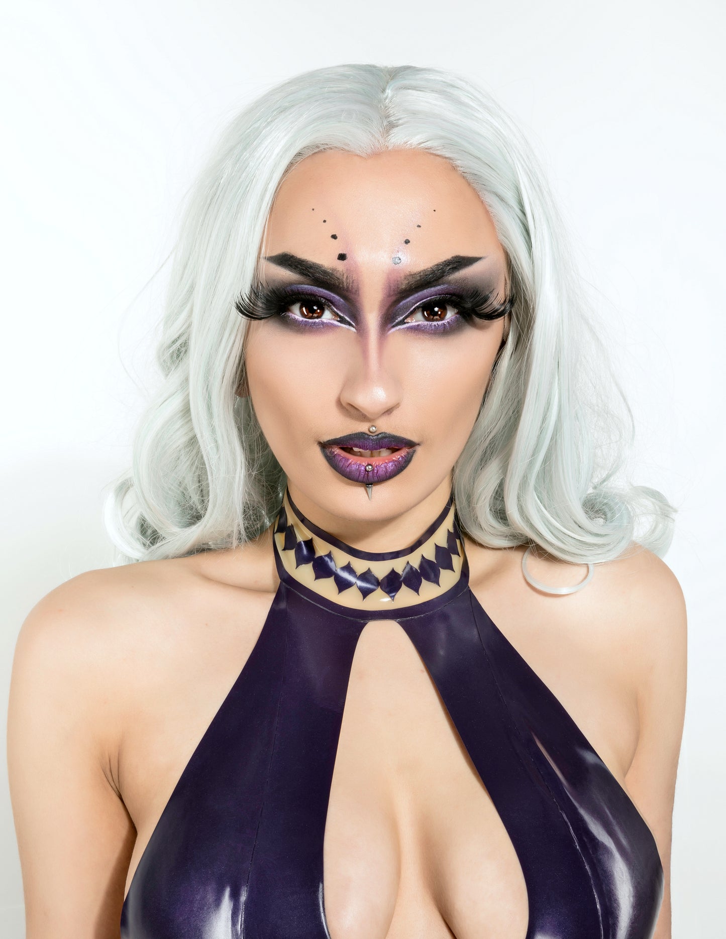 Without Warning Latex Halterneck (Purple)