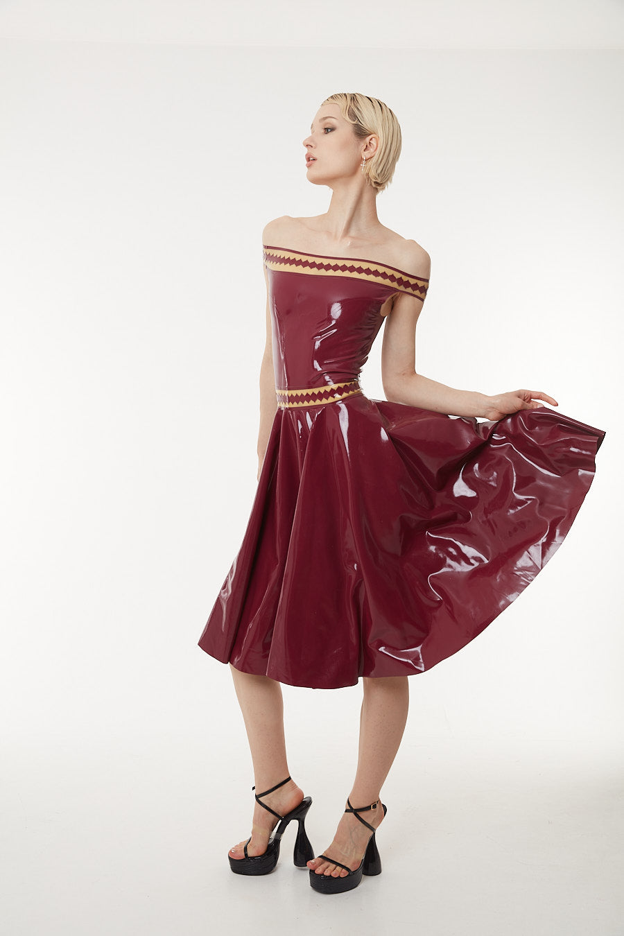 SALE Latex Bardot Dress Size XS / UK 8