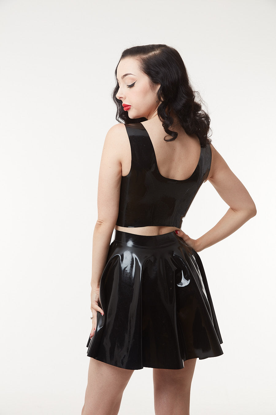 Back to Basics Latex Square Neck Crop Top