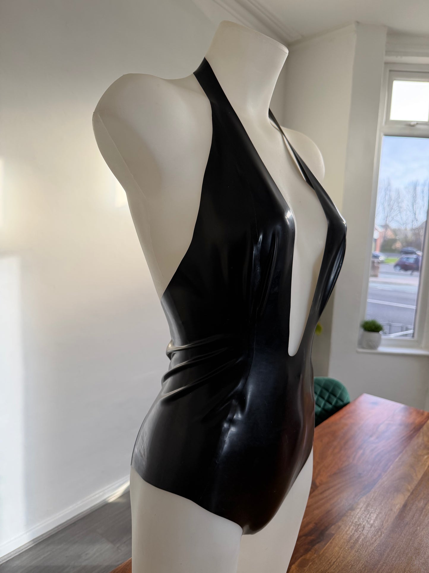 SAMPLE Latex Deep Plunge Bodysuit Size Size M / UK 12
